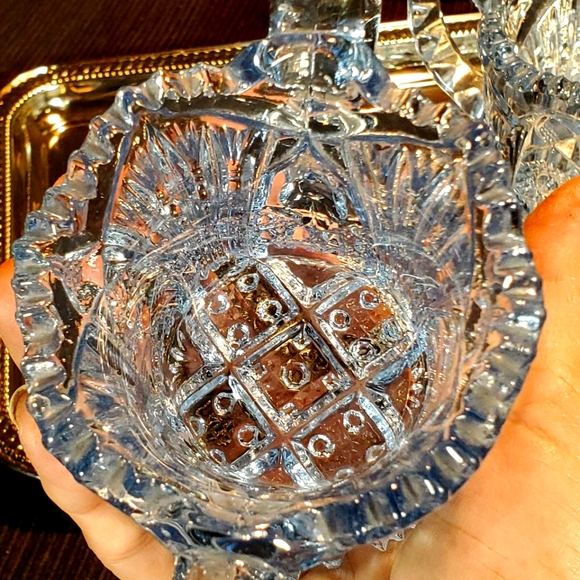 Antique American Brilliant Blue Creamer & Sugar - Picture 5 of 16